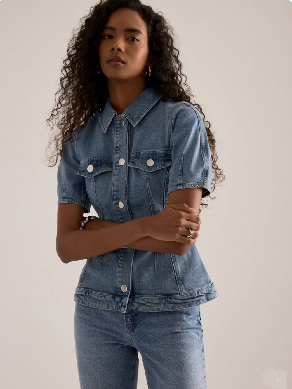 ALIGNE Jette Short-Sleeve Denim Shirt